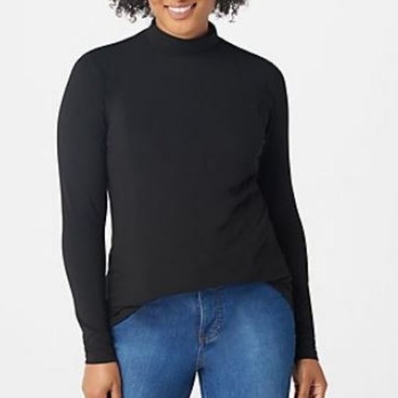 Isaac Mizrahi Mock-Neck Knit Top w/ Princess Seams - Picture 1 of 2